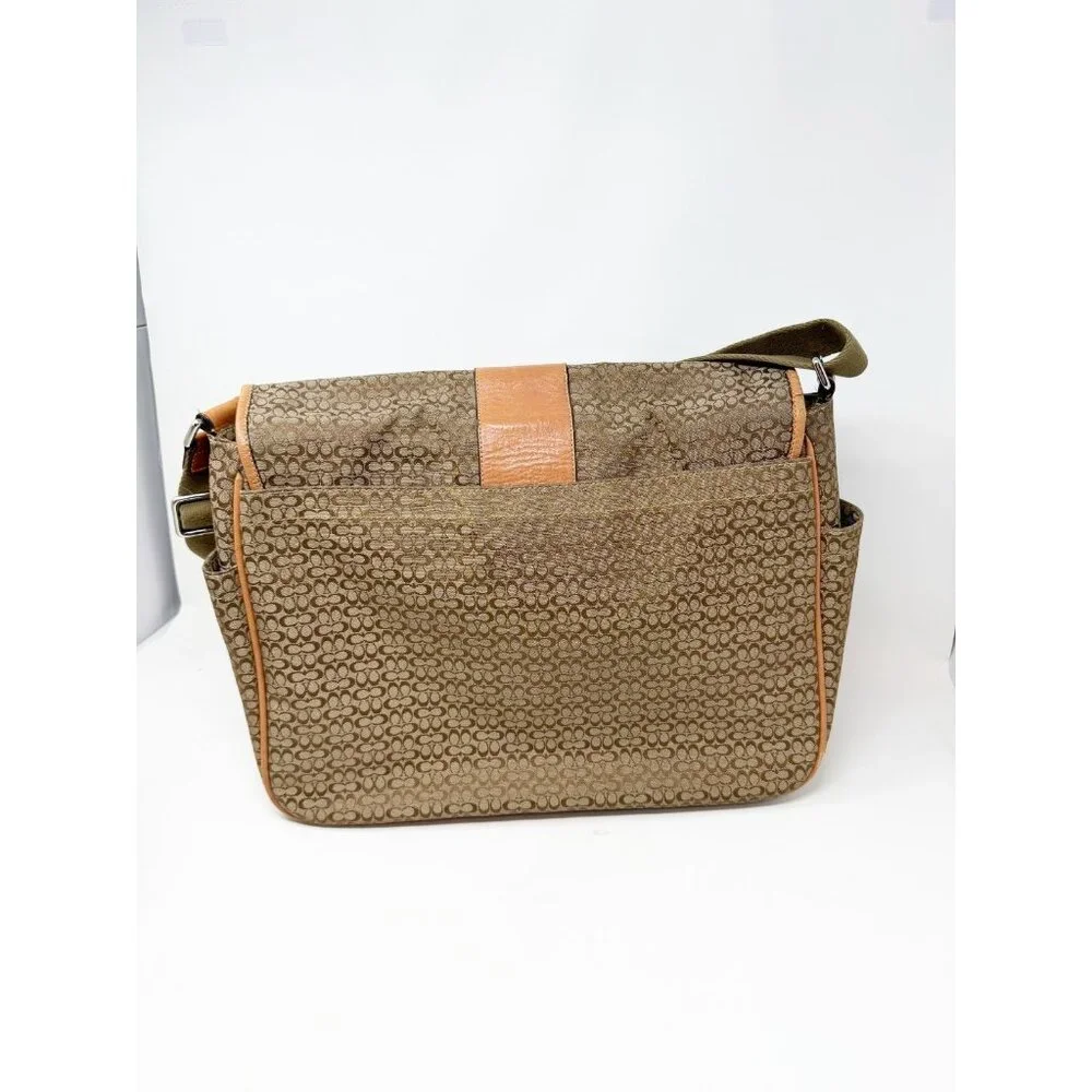 Coach Vintage Y2K‎ Hudson Commuter Messenger Bag F77004 Jacquard Brown Tan